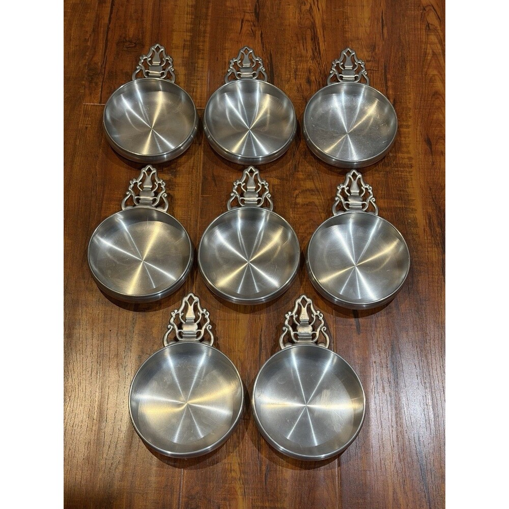 Set of (8) Vintage 1989 Danforth Pewter Middlebury Vermont 5” Porringer Bowls